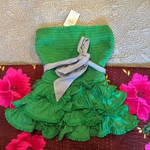NWT Abercrombie & Fitch strapless green ruffle top